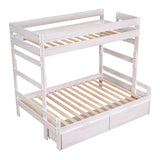 Twin over Full Wood Bunk Bed with 2 Drawers, White - Home Elegance USA