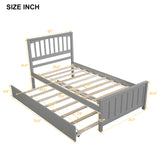 Twin size Platform Bed with Trundle, Gray - Home Elegance USA