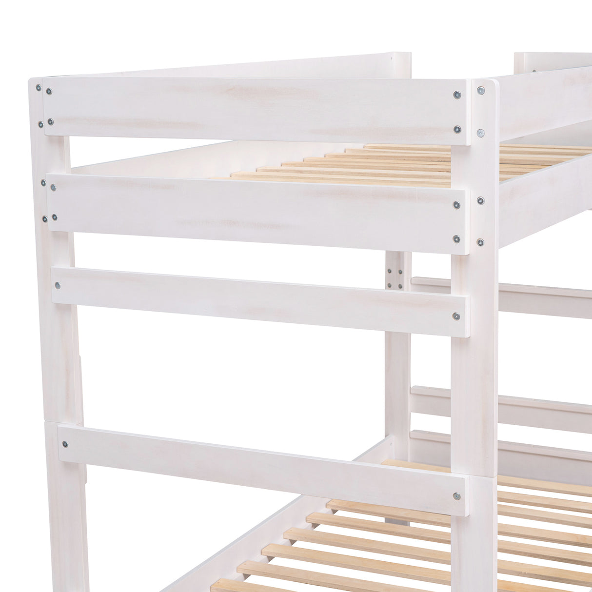 Twin over Twin Wood Bunk Bed with 2 Drawers, White - Home Elegance USA