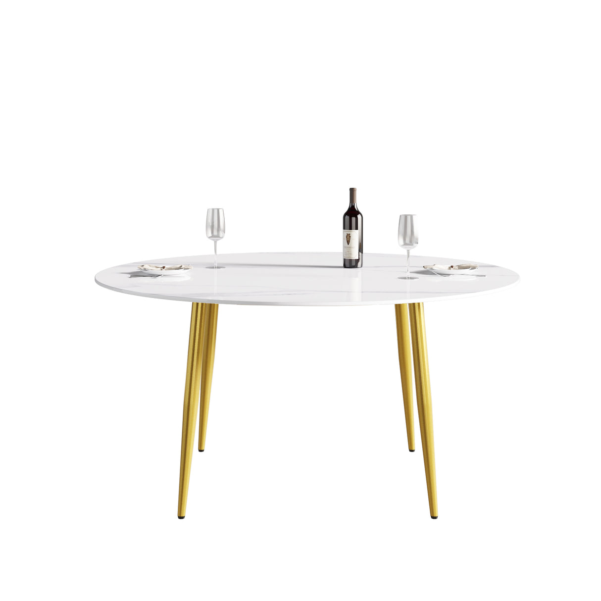 59.05"Modern man - made stone round golden metal dining table - position for 6 people - W1535S00007 - image - 4