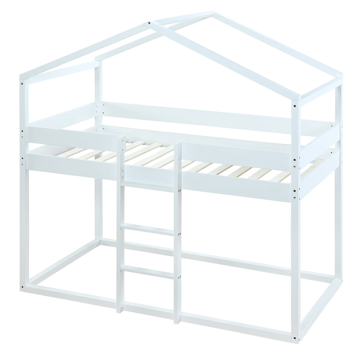 Twin Over Twin Bunk Bed Wood Bed with Tent, White - Home Elegance USA