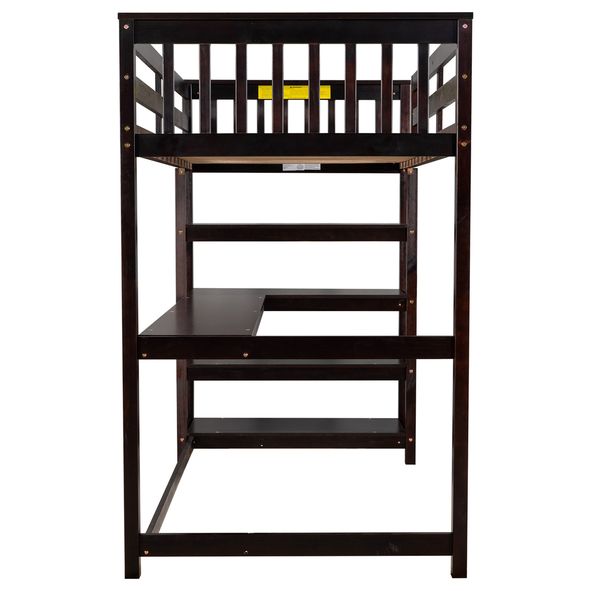 Twin Size Loft Bed with Storage Shelves and Under-bed Desk, Espresso(OLD SKU:SM000245AAP-1) - Home Elegance USA