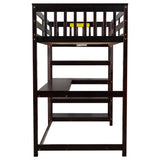 Twin Size Loft Bed with Storage Shelves and Under-bed Desk, Espresso(OLD SKU:SM000245AAP-1) - Home Elegance USA