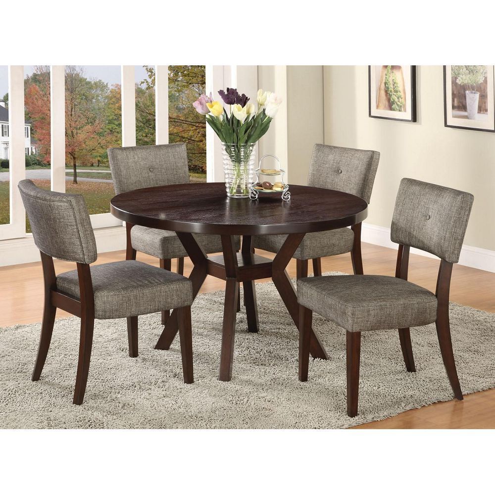 ACME Drake Side Chair (Set-2) in Gray Fabric & Espresso 16252 - Home Elegance USA