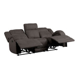 Chocolate Color Microfiber Upholstered 1pc Double Reclining Sofa Transitional Living Room Furniture - Home Elegance USA