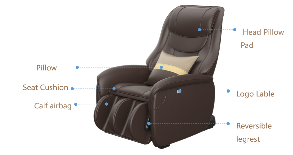 Massage Sofa, 2D SL Track 180° Reclinable Massage Chair with Zero Gravity, Heating therapy, Bluetooth Speaker Brown Home Elegance USA