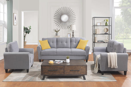 Modern Living Room Sofa Set Linen Upholstered Couch Furniture for Home or Office ,Light Grey-Blue,(1+2+3-Seat,Old Sku:SG000373AAA) Home Elegance USA