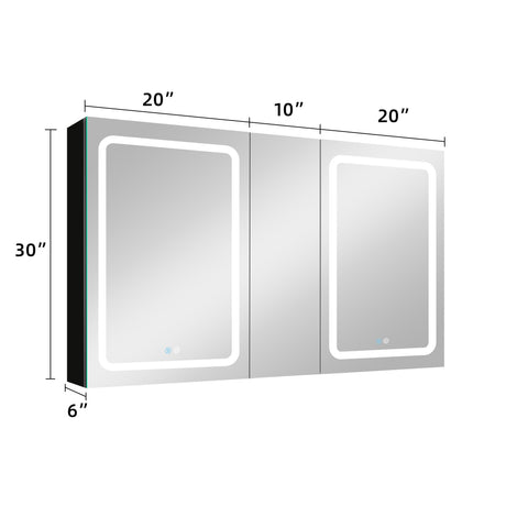 50x30 Inch LED Bathroom Medicine Cabinet Surface Mount Double Door Lighted Medicine Cabinet, Medicine Cabinets for Bathroom with Mirror Defogging, Dimmer Black - W995S00055 - image - 18