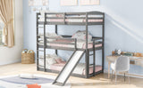 Twin over Twin over Twin Adjustable Triple Bunk Bed with Ladder and Slide,Gray(OLD SKU:SM000508AAE) - Home Elegance USA