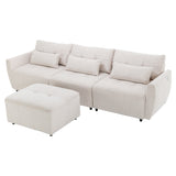 113.3" Convertible Sectional Sofa Couch 3 - Seat L - Shaped Sofa with Movable Ottoman and USB for Apartment, Living Room, Bedroom, Beige - SG000880AAA - image - 9