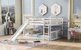 Full Over Full Bunk Bed with Ladder with Slide, White (Old SKU :LP000208AAK) - Home Elegance USA