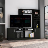 Latrou 6-Bottle 2-Door Entertainment Center Black Wengue Home Elegance USA