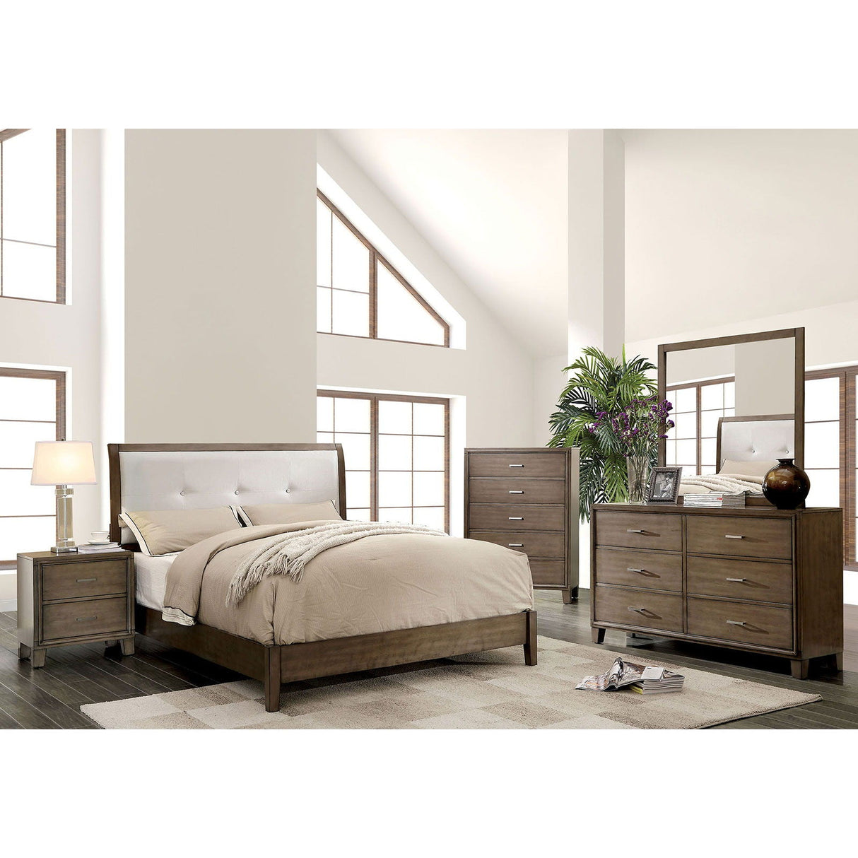 Enrico - 5 Piece Queen Bedroom Set With 2Ns - Gray - Home Elegance USA