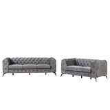 Modern 3-Piece Sofa Sets with Sturdy Metal Legs,Velvet Upholstered Couches Sets Including Three Seat Sofa, Loveseat and Single Chair for Living Room Furniture Set,Gray Home Elegance USA