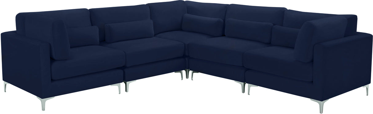 Julia - Modular Sectional 5 Piece - Fabric - Navy - Home Elegance USA