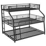 Twin XL/Full XL/Queen Triple Bunk Bed with Long and Short Ladder and Full-Length Guardrails,Black - Home Elegance USA