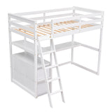 Twin Size Loft Bed with Desk and Shelves, Two Built-in Drawers, White (old SKU: GX000803AAK-1） - Home Elegance USA