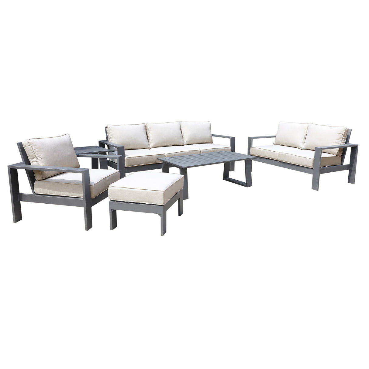 6 Piece Sofa Seating Group with Cushions, Powdered Pewter