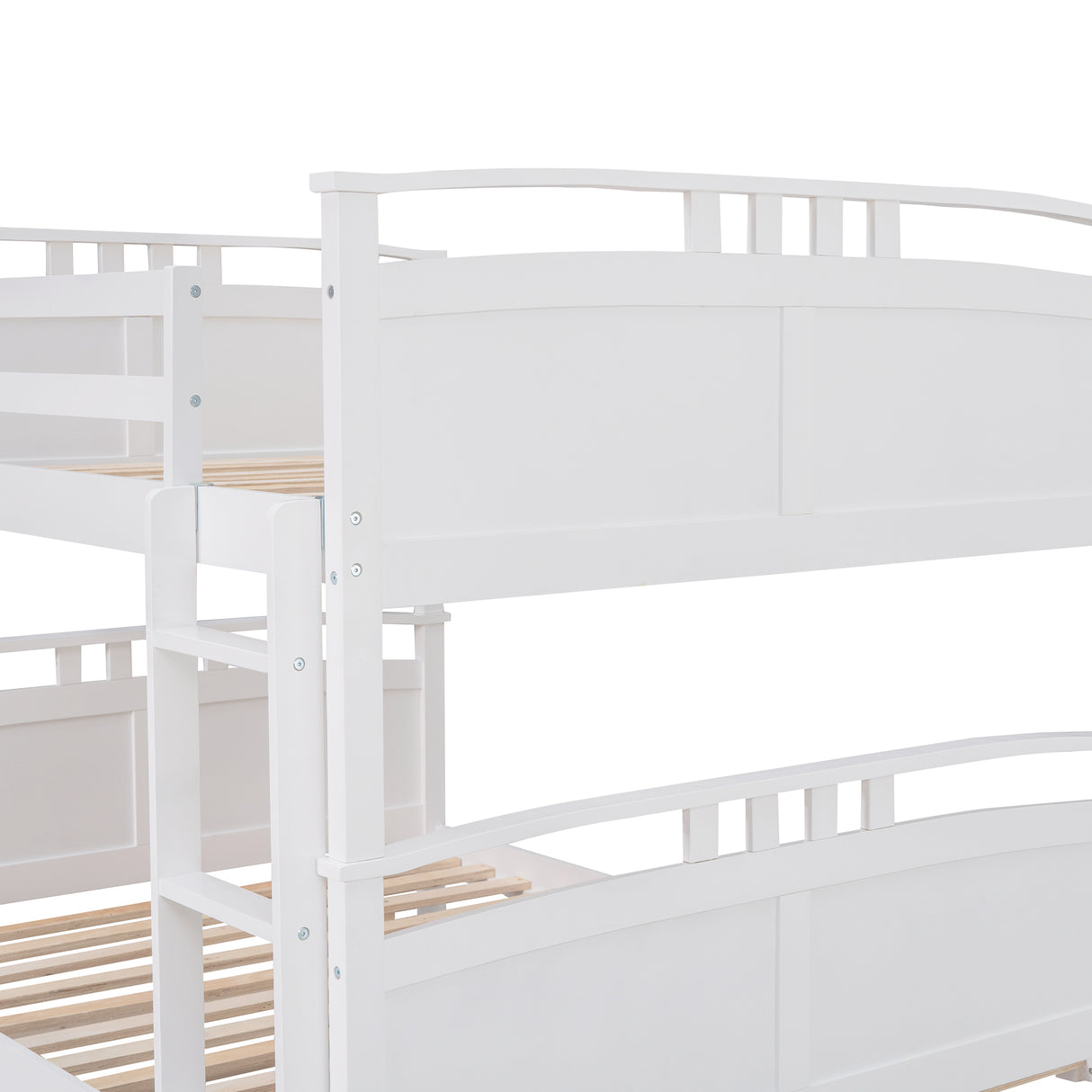 Full-Over-Full Bunk Bed with Twin size Trundle , Separable Bunk Bed for Bedroom - White - Home Elegance USA