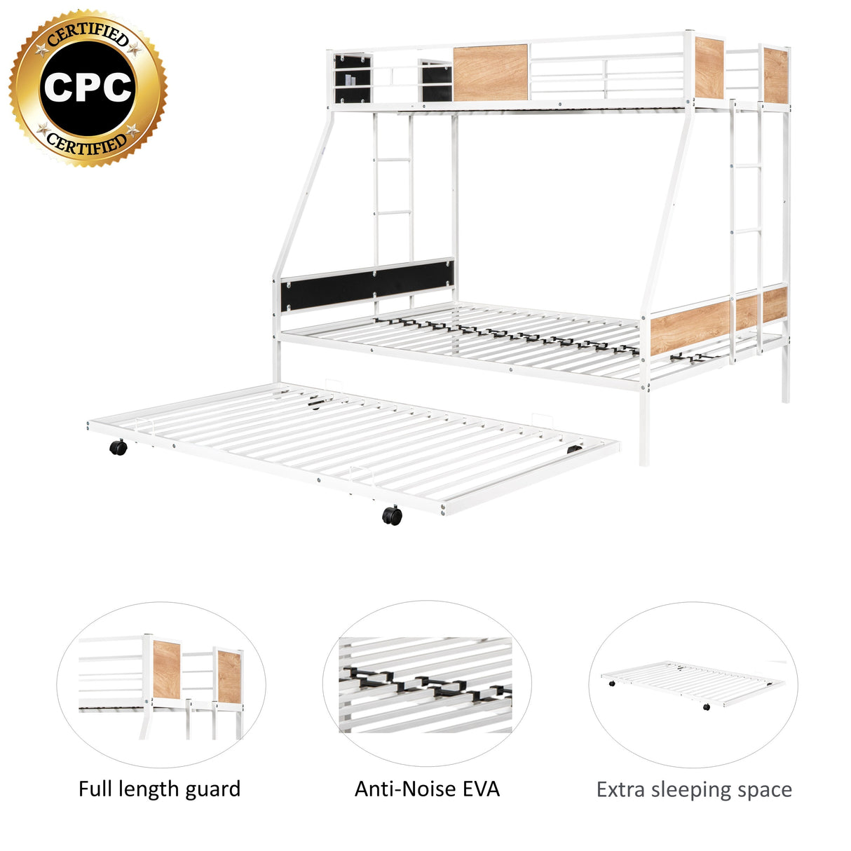 TWIN OVER FULL BUNK WITH TRUNDLE - Home Elegance USA