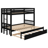 Twin over Pull-out Bunk Bed with Trundle, Espresso - Home Elegance USA