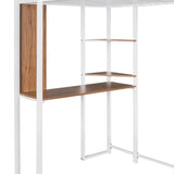 Twin Metal Loft Bed with 2 Shelves and one Desk ,WHITE(Old SKU: MF281206AAK)