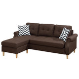 Living Room Corner Sectional Dark Coffee Polyfiber Chaise sofa Reversible Sectional - Home Elegance USA