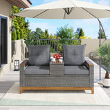 【Not allowed to sell to Wayfair】U_Style Outdoor Comfort Adjustable Loveseat,Armrest With Storage Space With 2 Colors,Suitable For Courtyards, Swimming Pools And Balconies, etc.