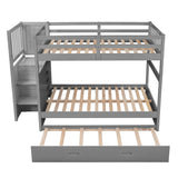 Full over Full Bunk Bed with Twin Size Trundle,Gray ( old sku: LP000026AAE ) - Home Elegance USA