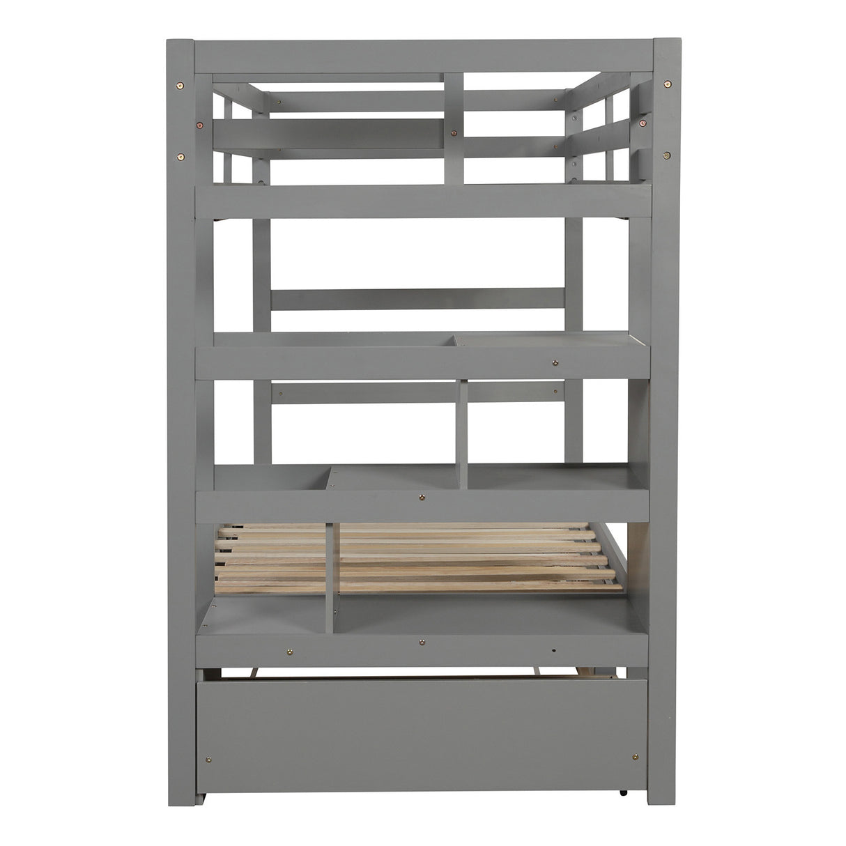 Twin Over Twin/King (Irregular King Size) Bunk Bed with Twin Size Trundle, Extendable Bunk Bed - White