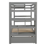 Twin over Twin/King (Irregular King Size) Bunk Bed with Twin Size Trundle, Extendable Bunk Bed   (Gray)(OLD SKU :LP000032AAE) - Home Elegance USA