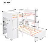 Twin size Loft Bed with a Stand-alone bed, Shelves,Desk,and Wardrobe-White - Home Elegance USA