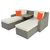 U_STYLE Patio Furniture Sets, 3-Piece Patio Wicker Sofa with  Cushions, Pillows, Ottomans and Lift Top Coffee Table