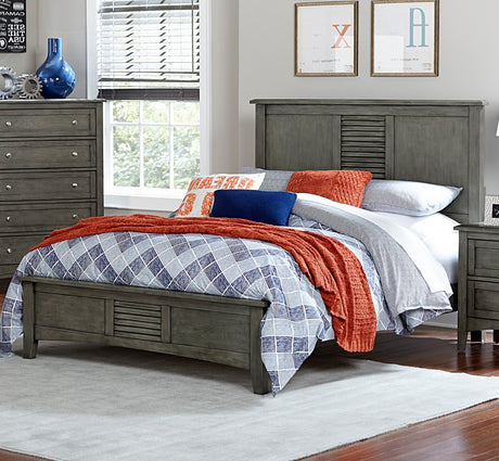 Transitional Style Cool Gray Finish 1pc Queen Size Bed Birch Veneer Wood Bedroom Furniture - Home Elegance USA