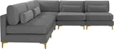 Julia - Modular Sectional 5 Piece - Grey - Fabric - Home Elegance USA