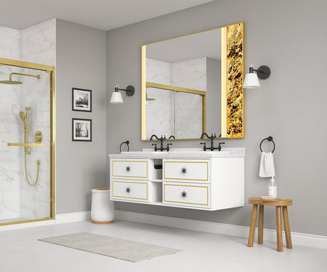 Wall Hung Doulble Sink Bath Vanity Cabinet Only in  Bathroom Vanities without Tops