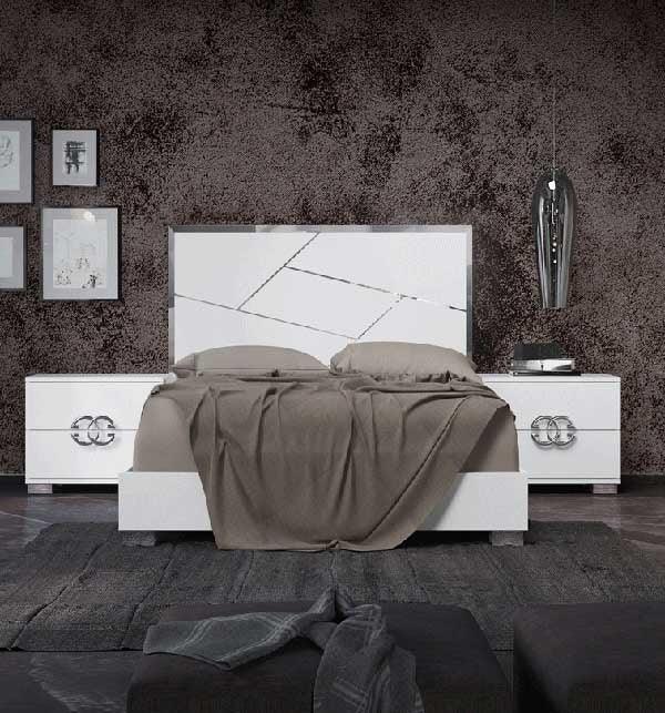 Esf Furniture - Status Italy Queen Bed In White - Dafnebedqs