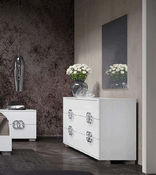 Esf Furniture - Status Italy Double Dresser With Mirror In White - Dafneddm