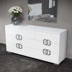 Status Italy Double Dresser in White High Gloss – Modern Bedroom Storage by ESF Furniture