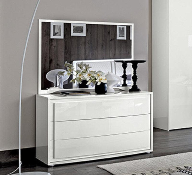 Esf Furniture - Dama Bianca Single Dresser With Mirror - Damabiancasdresser-Mirror