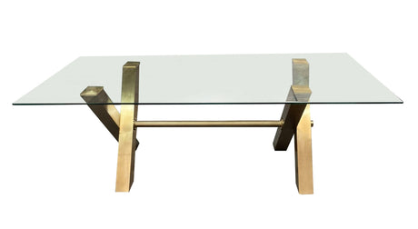 Vig Furniture Modrest Dandy - Modern Golden & 15mm Glass Dining Table