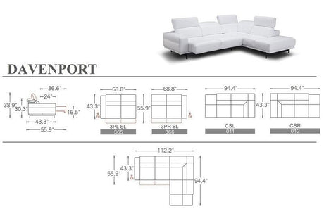 J&M Furniture - Davenport Sectional In Snow White - 17988