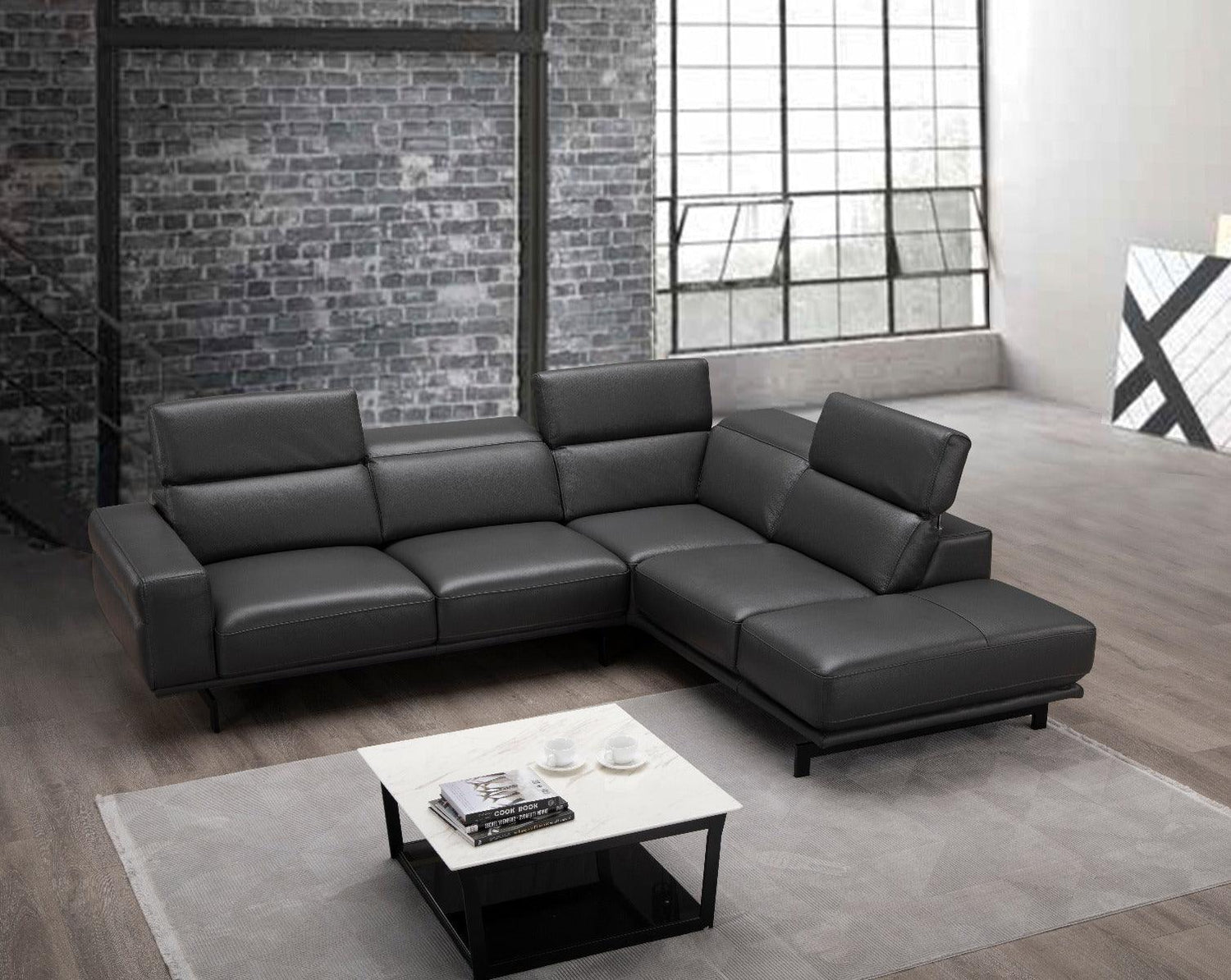 Davenport Slate Grey Sectional In Right Facing - 18875 - Rhfc | J&M | Home Elegance USA