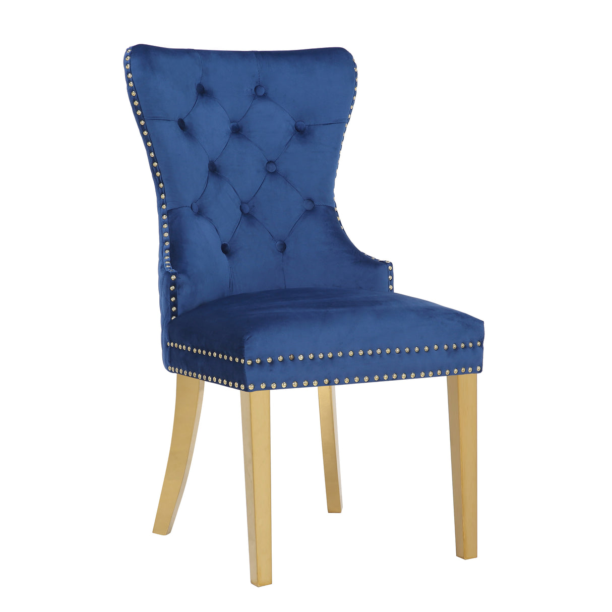 Simba Gold 2 Piece Dinning Chair Finish with Velvet Fabric in Navy - Home Elegance USA