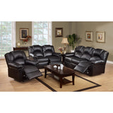 3 Seats Bonded Leather Manual Motion Reclining Sofa in Black | Home Elegance USA