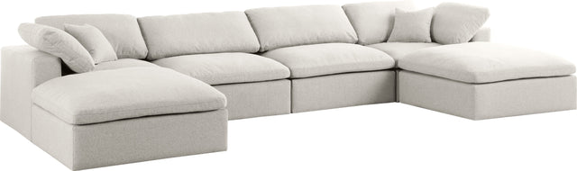 Serene - Cloud Modular Sectional 6 Piece - Cream - Fabric - Modern & Contemporary - Home Elegance USA