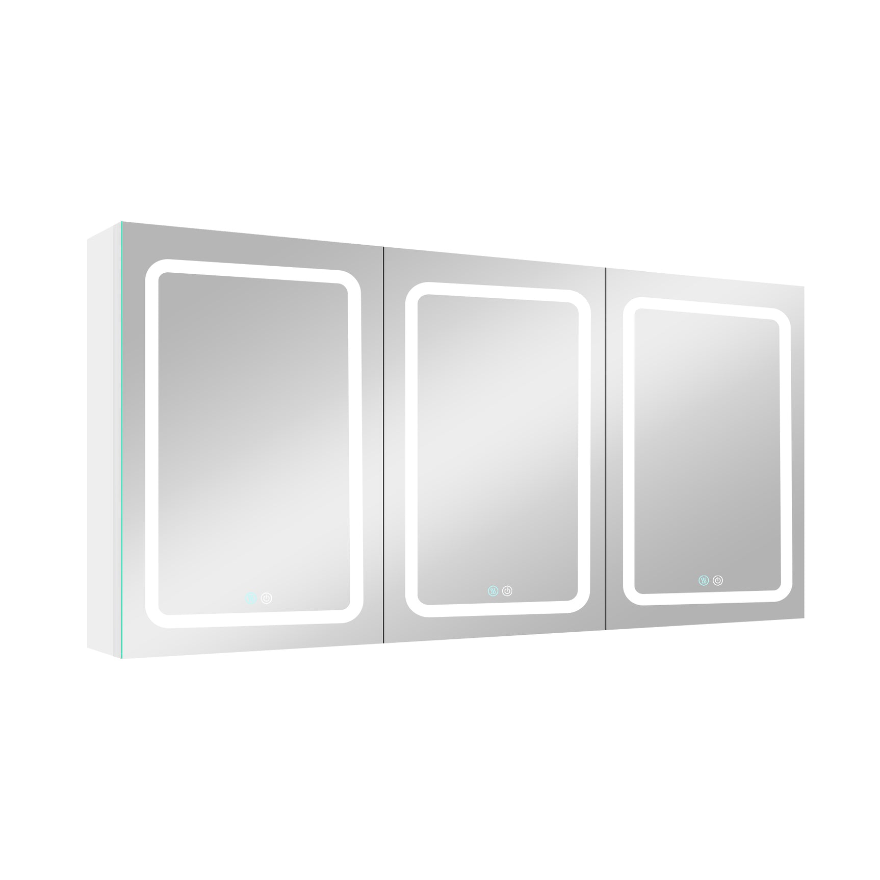 60x30 Inch LED Bathroom Medicine Cabinet Surface Mount Double Door Lighted Medicine Cabinet, Medicine Cabinets for Bathroom with Mirror Defogging, Dimmer White - W995S00070 - image - 1