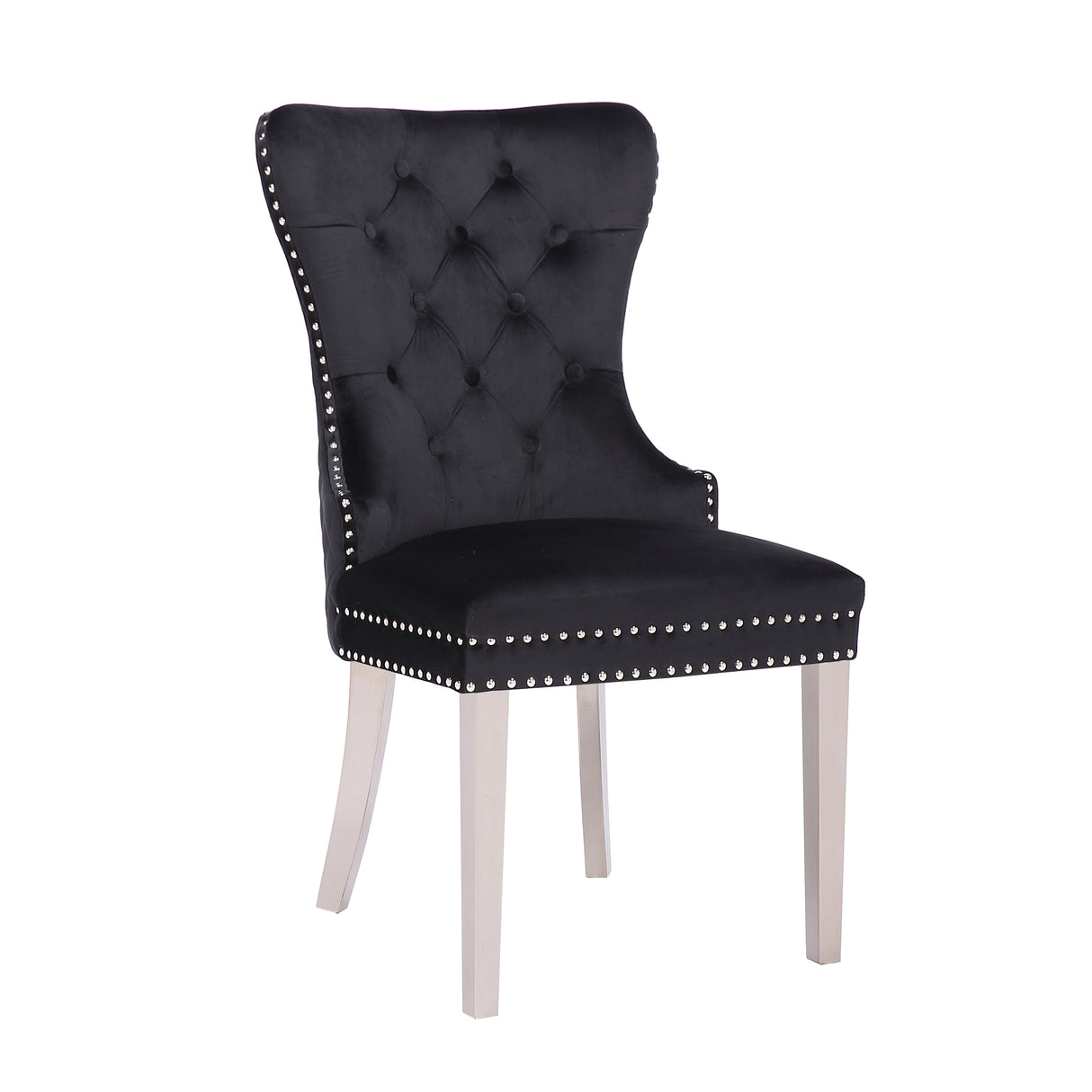 Simba Stainless Steel 2 Piece Chair Finish with Velvet Fabric in Black - Home Elegance USA