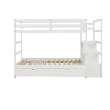 Twin over Twin/King (Irregular King Size) Bunk Bed with Twin Size Trundle, Extendable Bunk Bed   (White)(OLD SKU :LP000032AAK) - Home Elegance USA