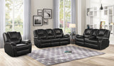 Hong Kong 3 Piece Power Reclining Sofa Set made with Faux Leather in Black Home Elegance USA